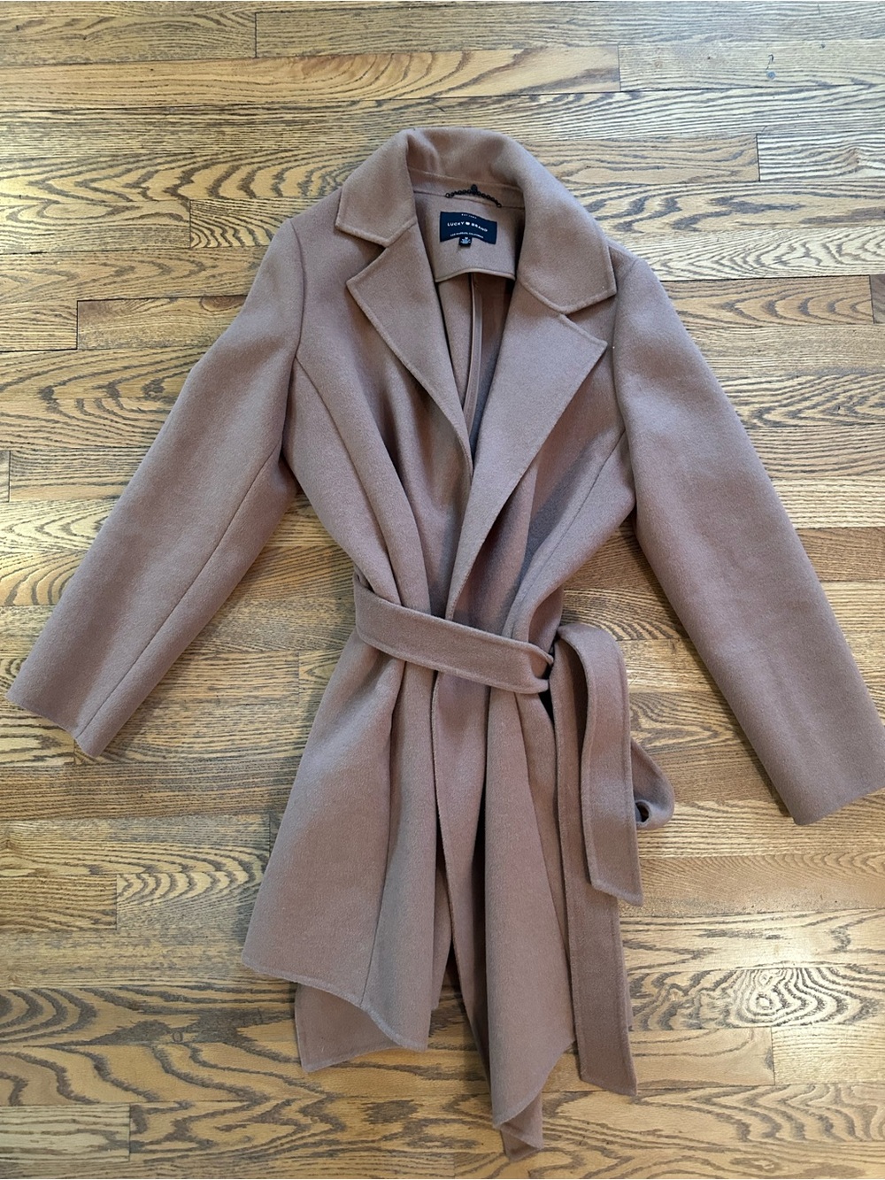lucky brand Women's Taupe Wool-Blend Wrap coat size medium